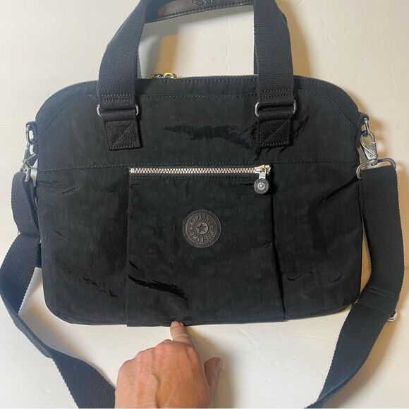 Kipling Black Digifly TM4888 Laptop Shoulder Bag W/Monkey Charm - Picture 1 of 14